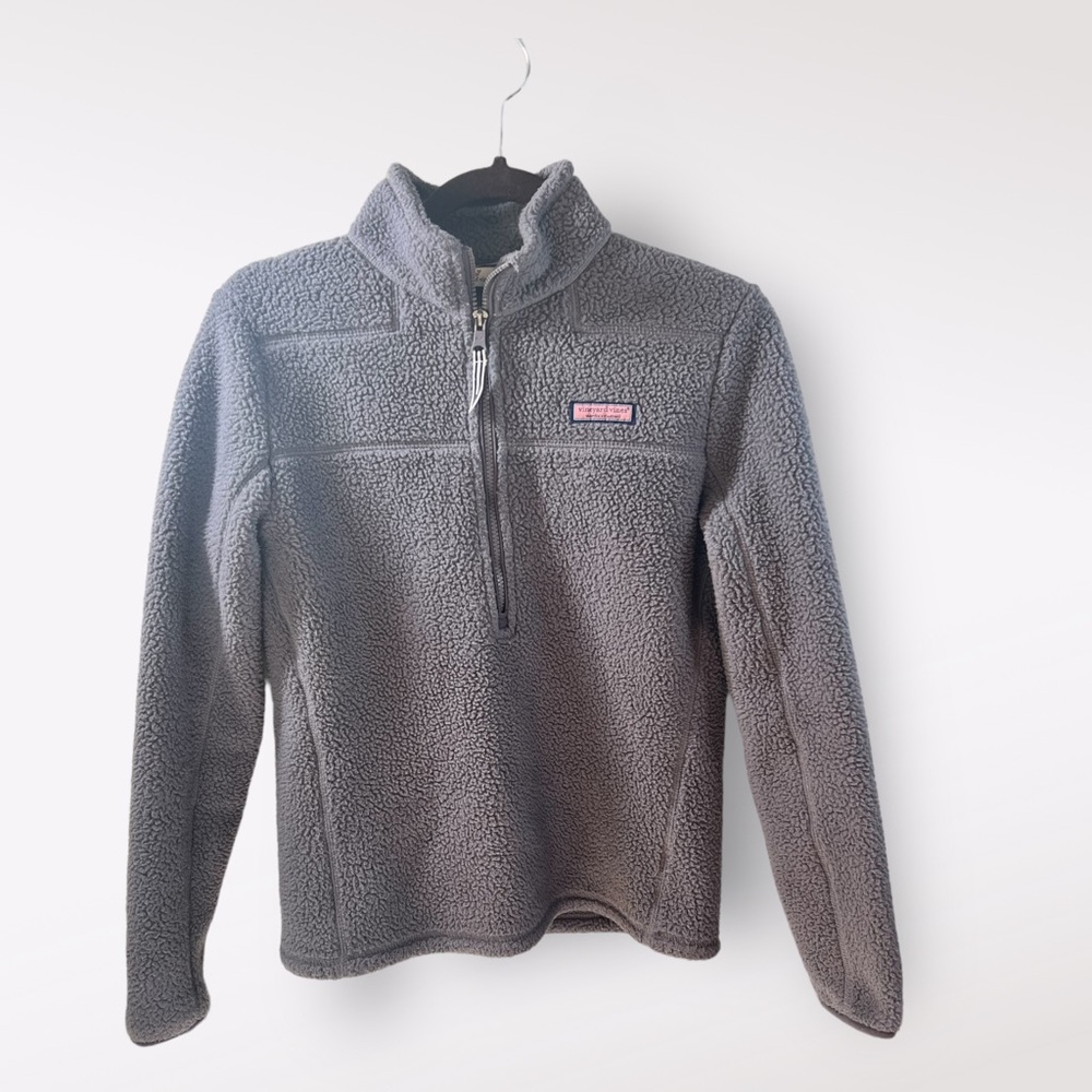 Vineyard Vines Marthas Vineyard Women’s XS Gray QuarterZip Sherpa Fleece Harbor